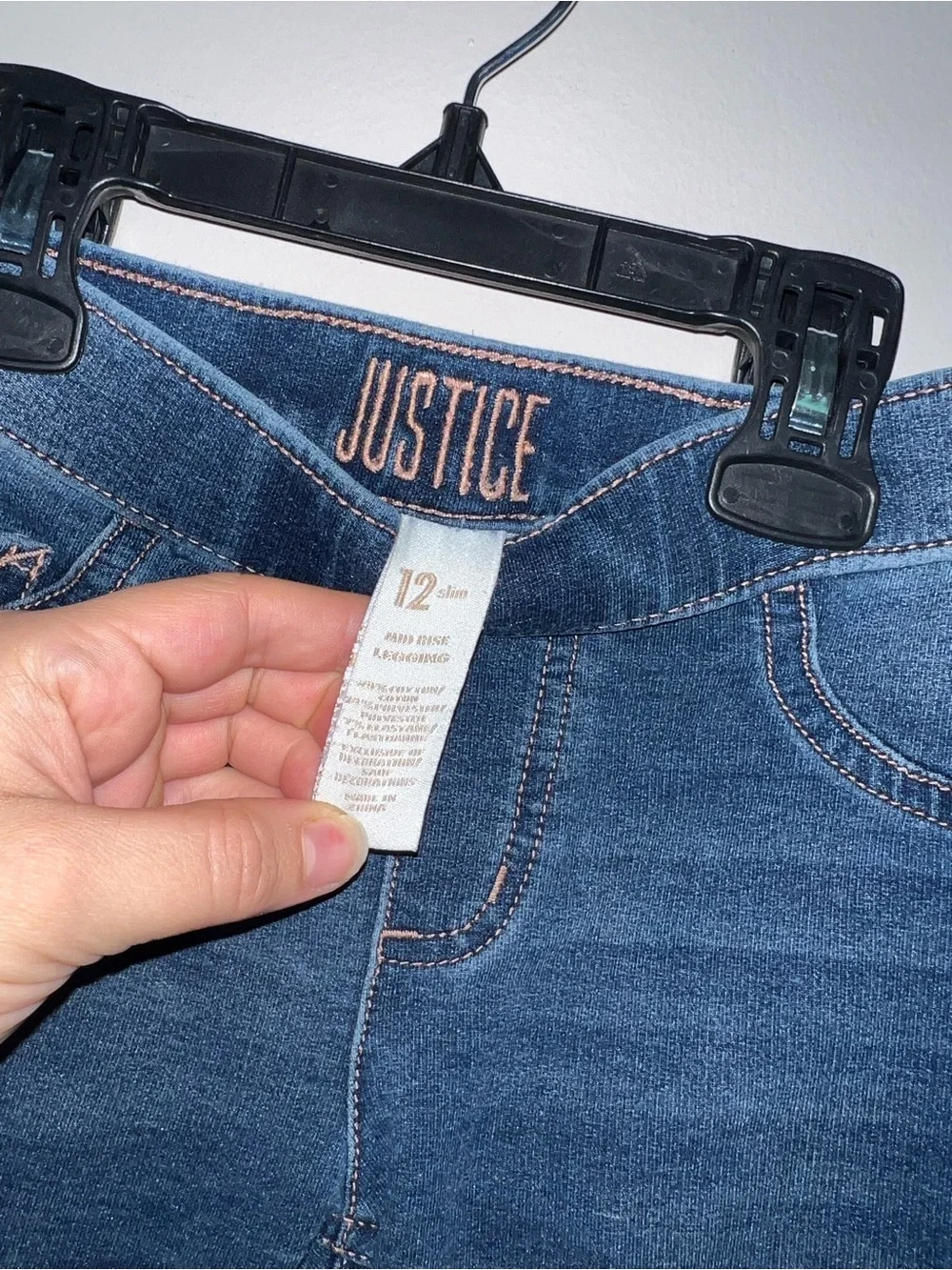 Navy blue jeans Justice 12 slim girls mid rise legging